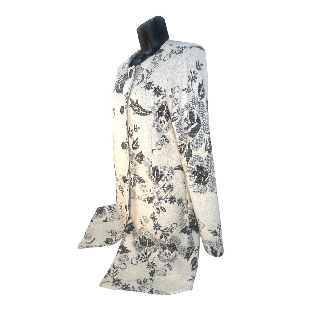 Lucy & Laurel Anthropologie Small Cream Grey Wool Blend Sweater Coat  L - Picture 4 of 7